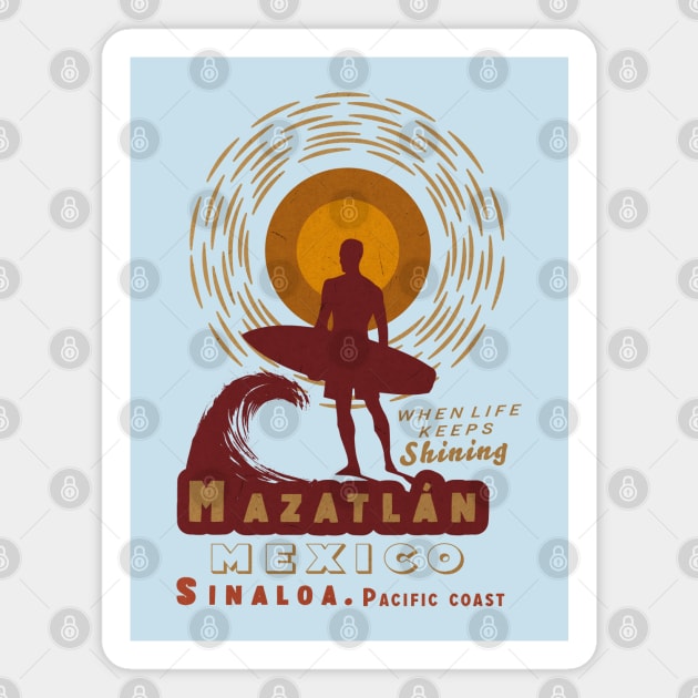 Vintage mazatlan, mexico Surf Magnet by Alexander Luminova